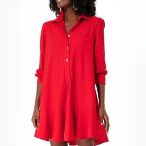 Red Crepe Callahan Shirt Dress - Tuckernuck Size Small
